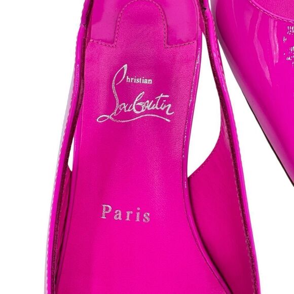 NEW Christian Louboutin Hot Chickita Sling Patent Leather Ballet Flats Pink 7.5 - Picture 10 of 15